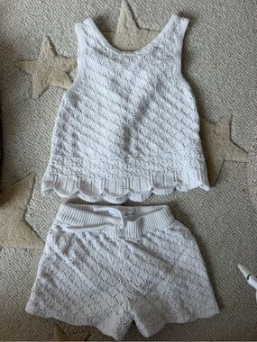 Zara White Knit Tank and Shorts Matching Set